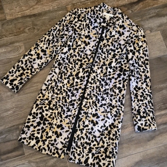H&M Jackets & Blazers - 0/2 H&M Animal Print Open-Front Long Sleeve Fully Lined Coat w/ Pockets